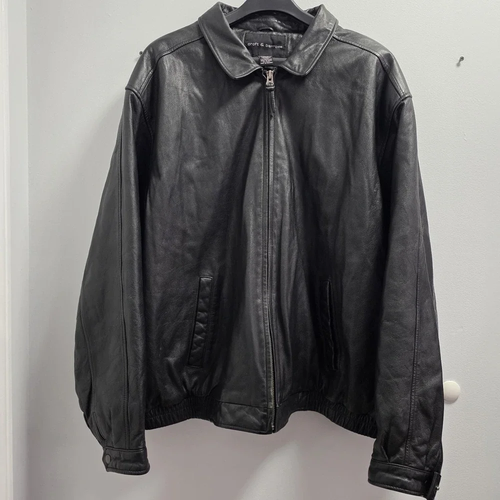 Croft & Barrow Jacket Mens XXLT Genuine Leather Bomber Quilted Lined‎ Classic